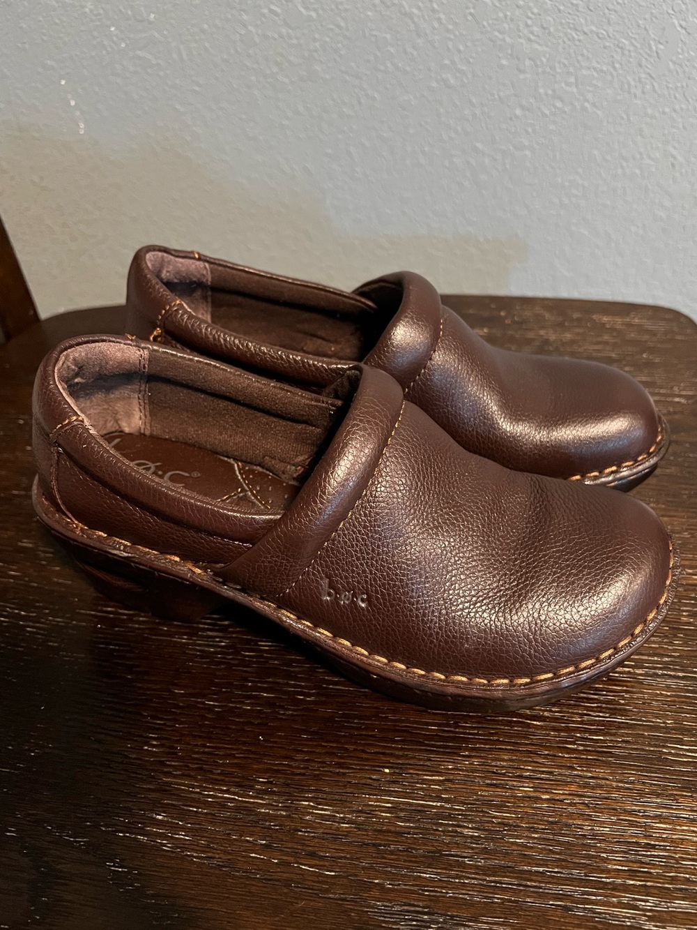 B.O.C Brown Pebbled Leather Peggy Clogs